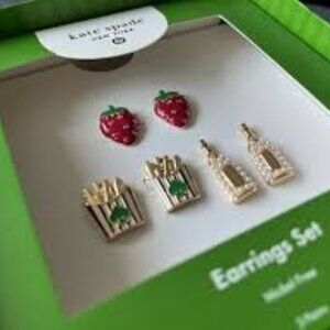 Kate Spade x Target Stud Earrings Set French Fries Strawberries Champagne